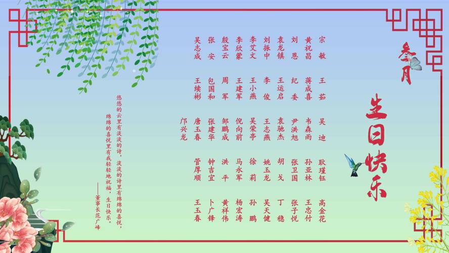 【生日祝福】恭祝3月生日的員工生日快樂！