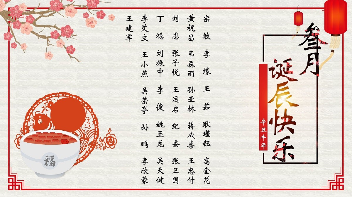 【生日祝福】恭祝03月生日的員工生日快樂！